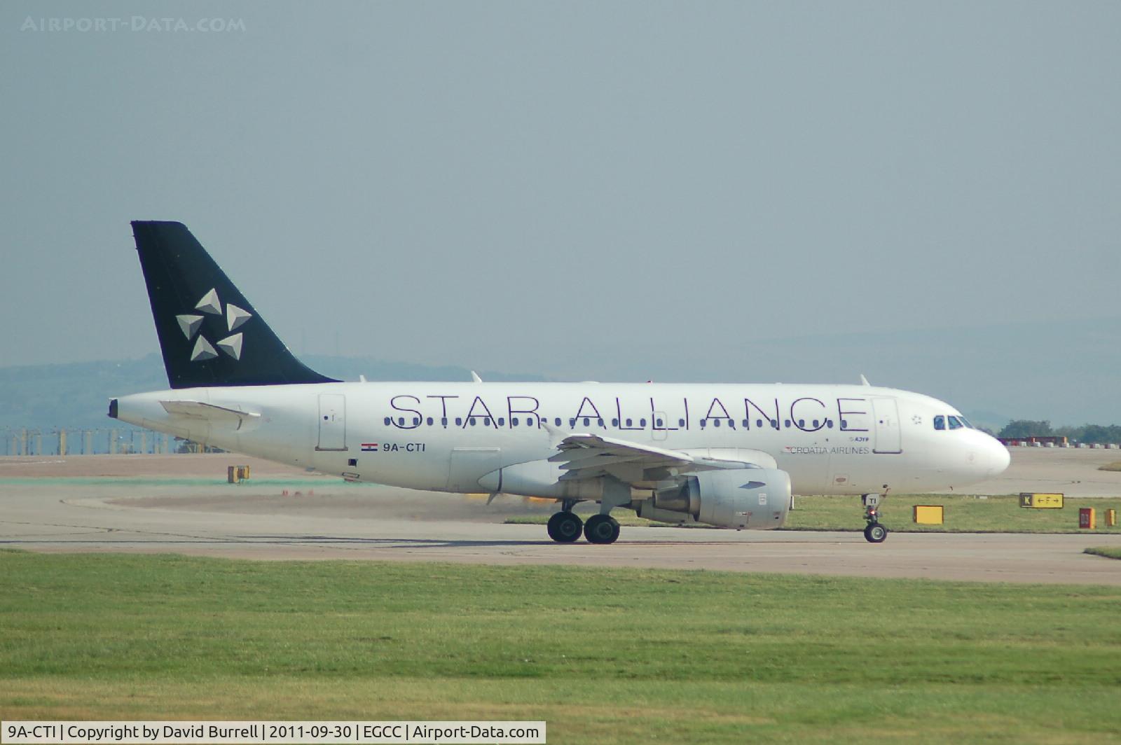 9A-CTI, 1999 Airbus A319-112 C/N 1029, Croatia Airlines Aribus A319 Taxiing at Manchester Airport