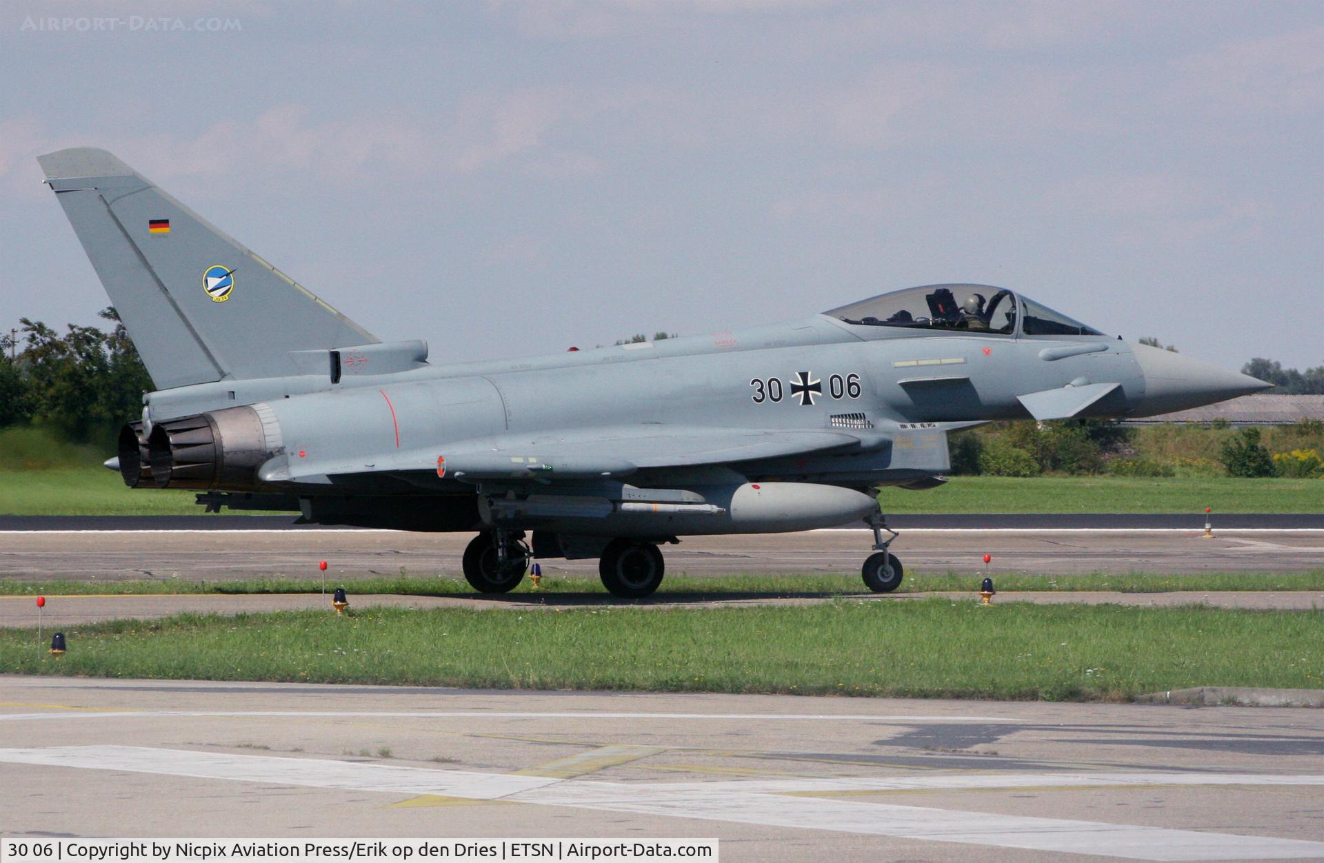 30 06, Eurofighter EF-2000 Typhoon S C/N 039/GS001, German AF EF-2000 Eurofighter of JG-74 (Fighterwing 74) on the taxitrack of its' homebase, Neuburg an der Donau AB