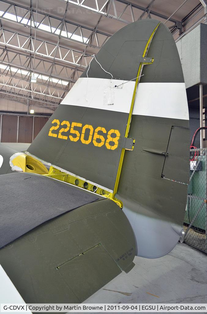 G-CDVX, 1942 Curtiss P-47G Thunderbolt C/N 21953, CLOSE UP OF THE FIN