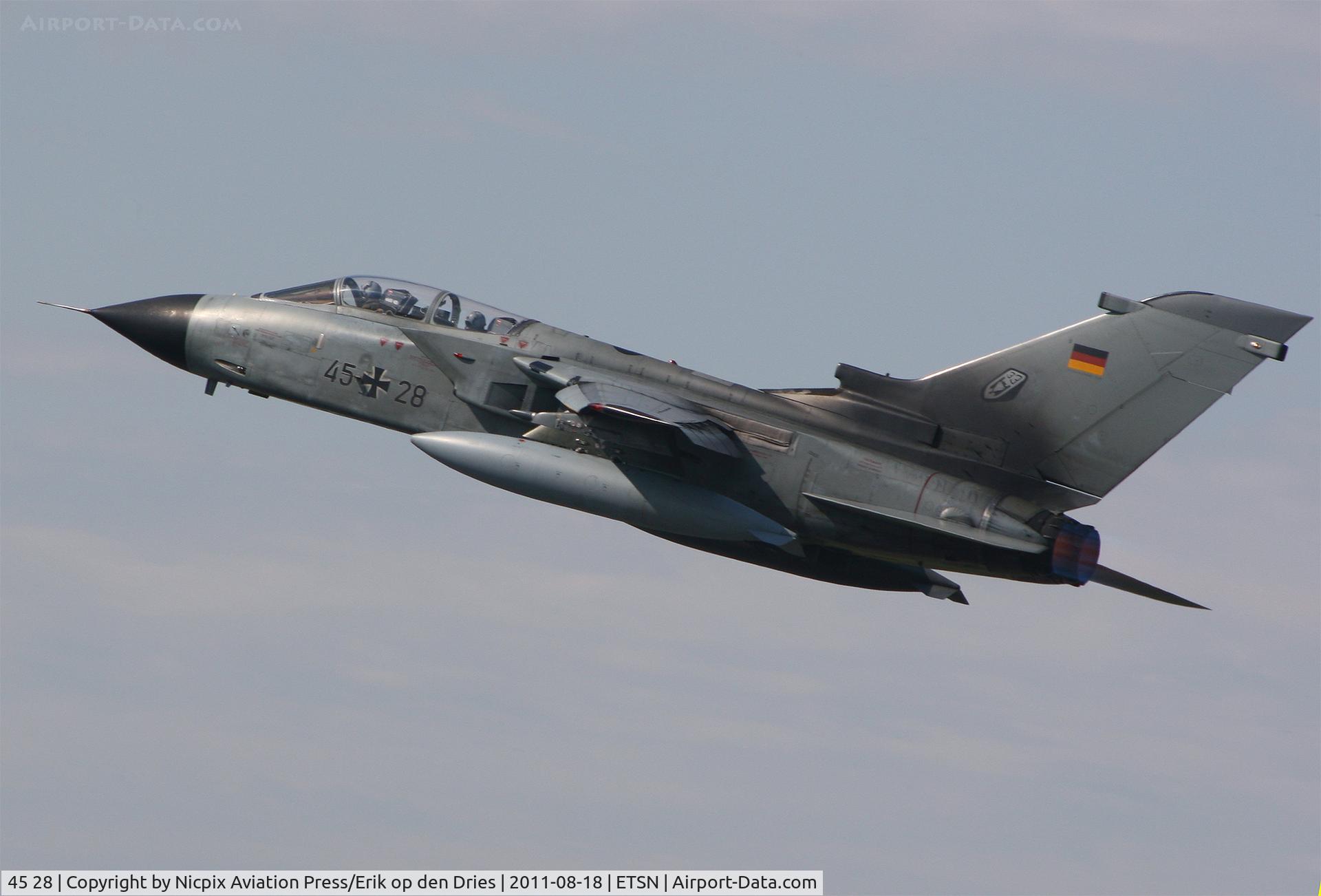 45 28, Panavia Tornado IDS C/N 572/GS176/4228, JaBoG-33 (Fighter-bomberwing 33) Torando IDS with registration 45+28 on take-off from Neuburg an der Donau AB.