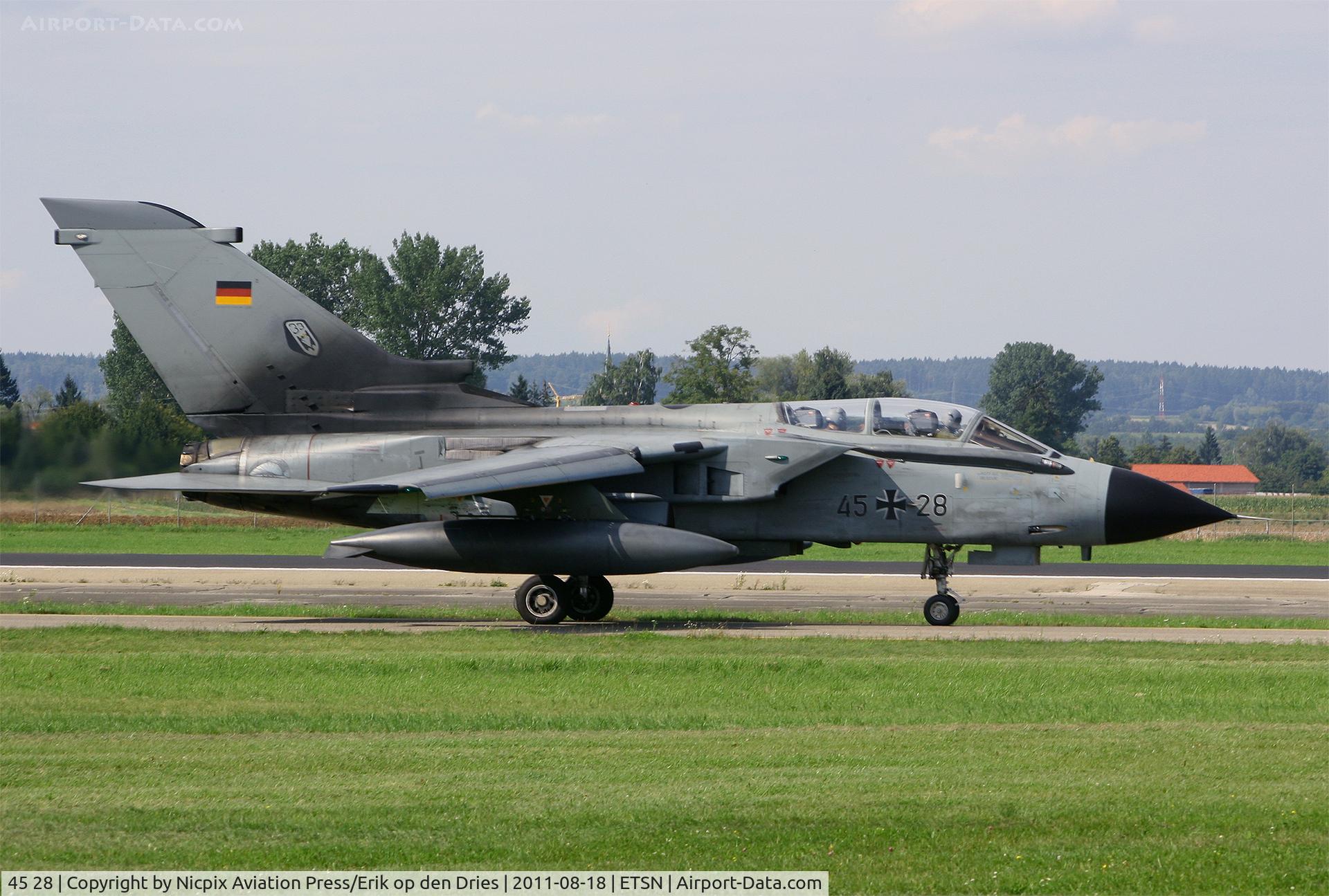 45 28, Panavia Tornado IDS C/N 572/GS176/4228, German AF Tornado IDS bomber with registration 4528 on the taxitrack of Neuburg an der Donau AB.