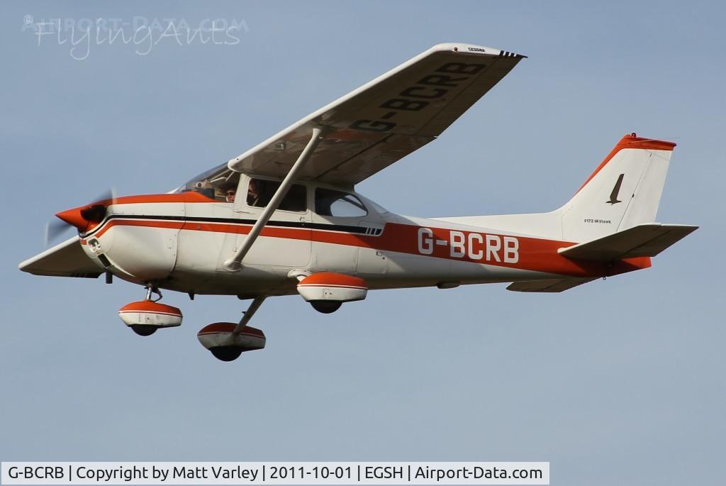 G-BCRB, 1974 Reims F172M Skyhawk Skyhawk C/N 1259, Arriving at EGSH in the evening sun.