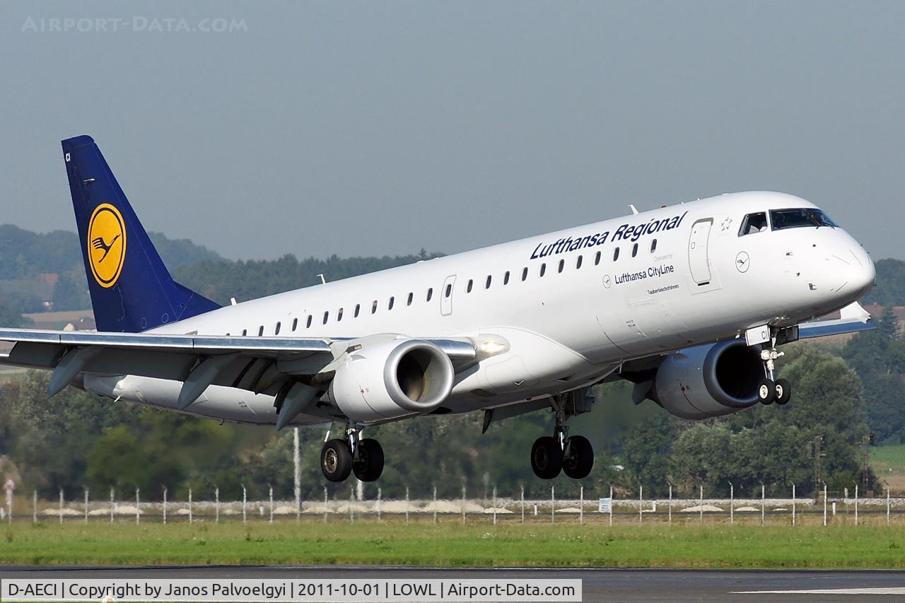 D-AECI, 2010 Embraer 190LR (ERJ-190-100LR) C/N 19000381, Lufthansa Embraer ERJ-190-100LR final approach LOWL/LNZ