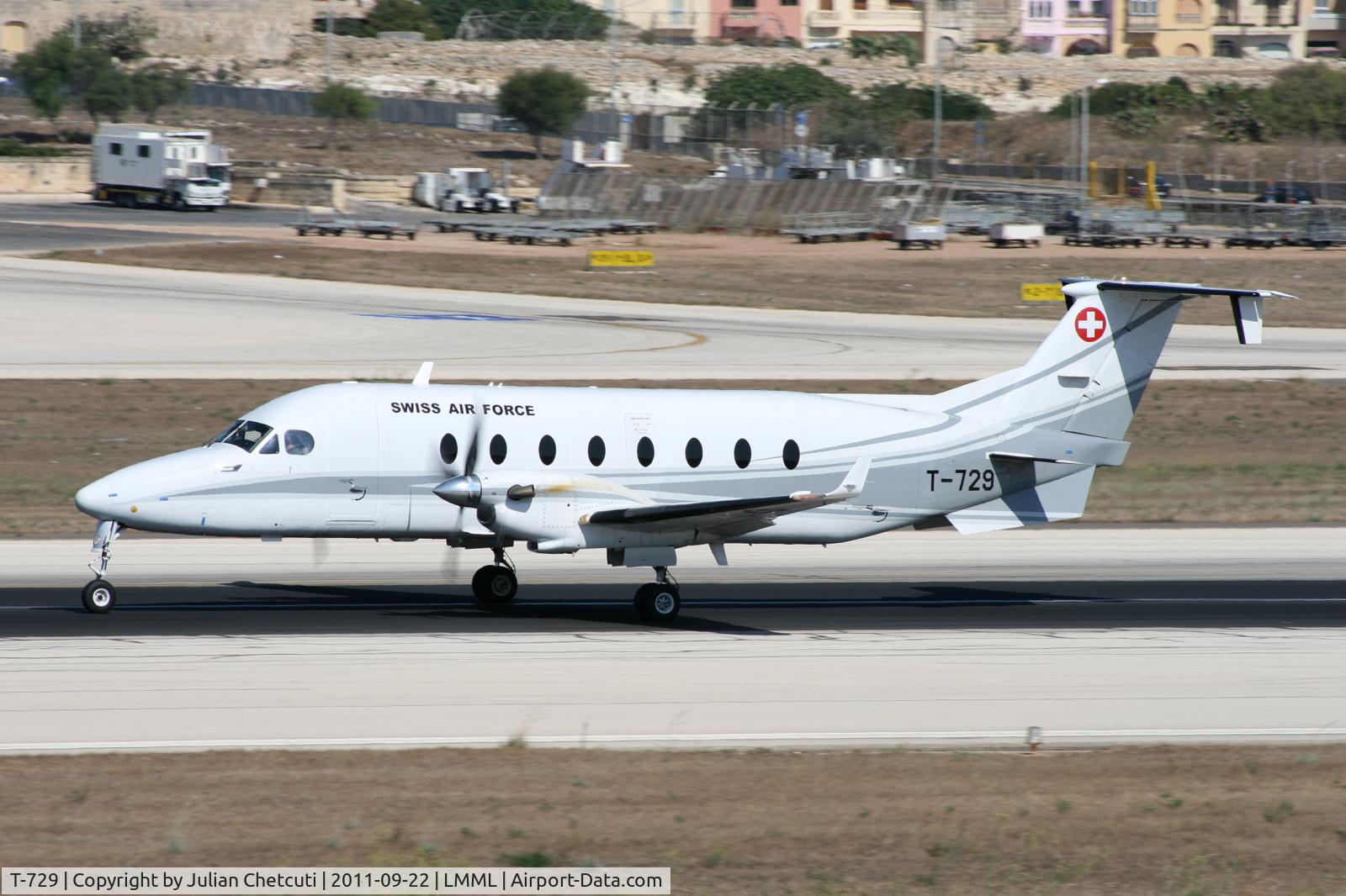 T-729, 1997 Beech 1900D C/N UE-288, Arrived in Malta as supporting aircraft for the Swiss flying display team during the Malta International Airshow 2011
