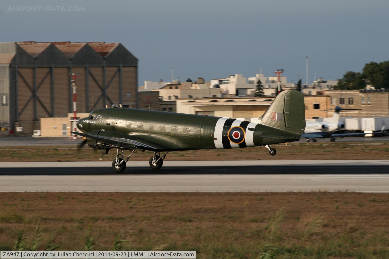 ZA947, 1943 Douglas C-47A-60-DL Dakota III C/N 10200, Arriving in Malta for the Malta International Airshow 2011