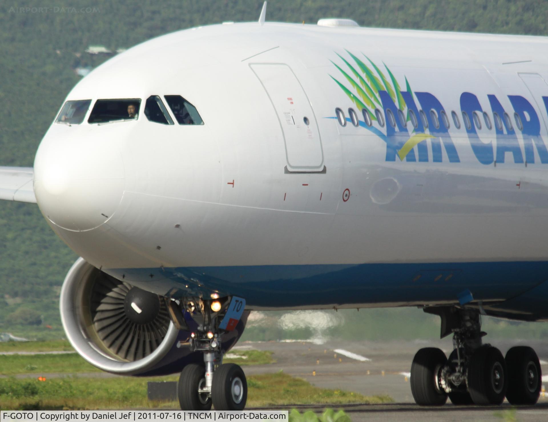 F-GOTO, 2009 Airbus A330-323X C/N 1021, F-GOTO taxing for take off at TNCM runway 10