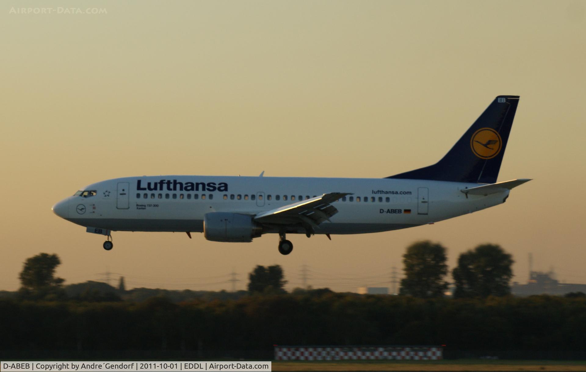 D-ABEB, 1991 Boeing 737-330 C/N 25148, Lufthansa, landing at Düsseldorf Int´l (EDDL)