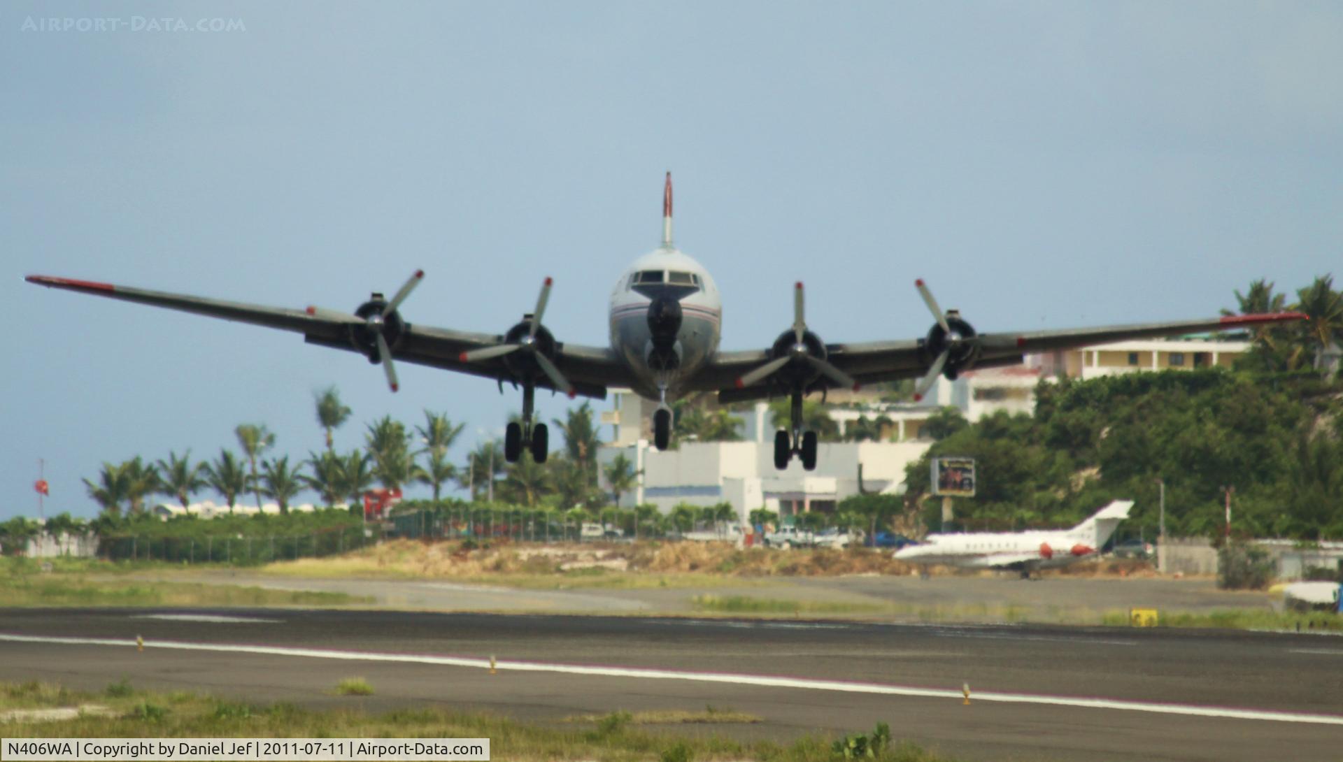 N406WA, Douglas C-54G (DC4-ME2) Skymaster C/N DO338, N406WA taking off at tNCM with a nice cross wind