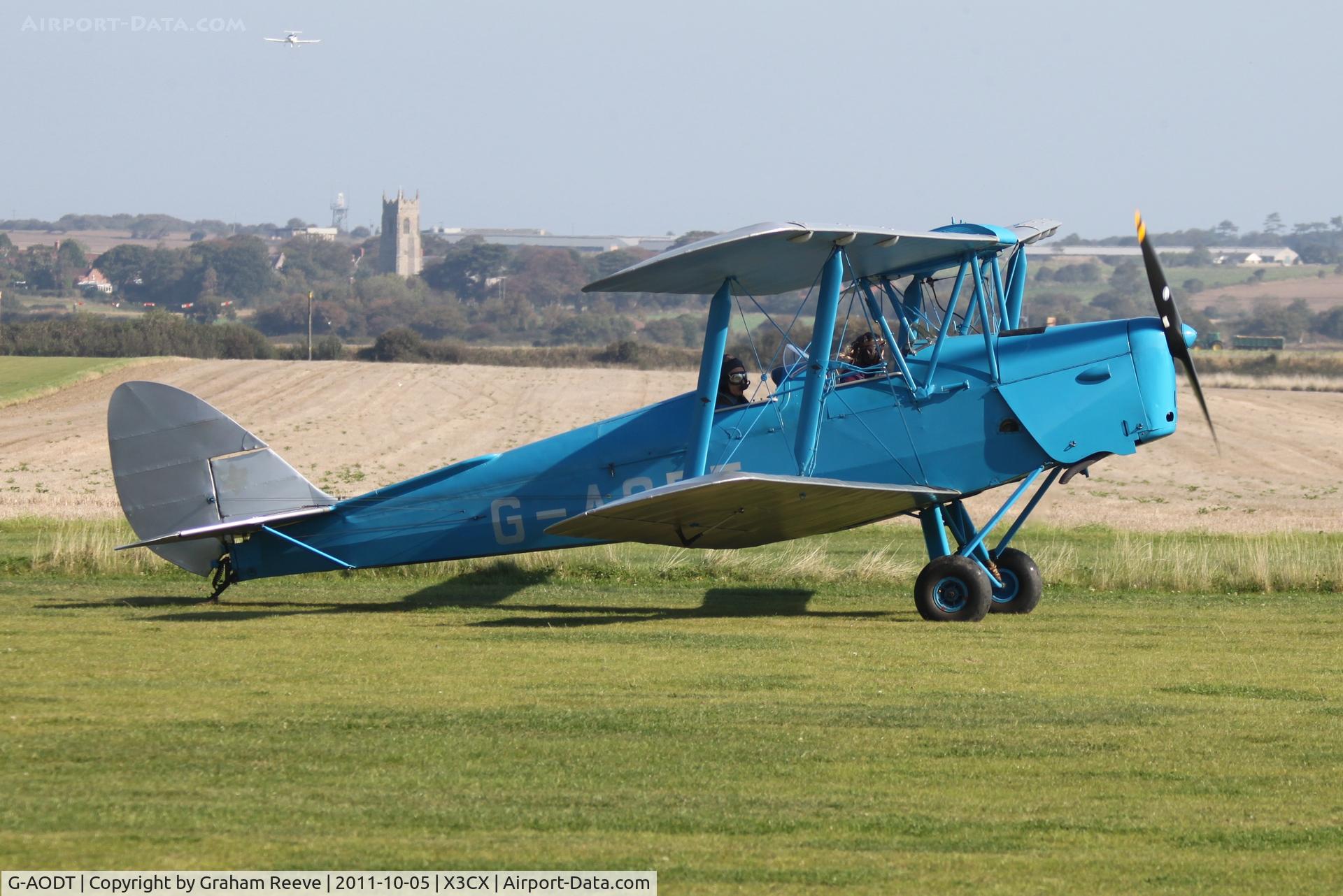 G-AODT, 1940 De Havilland DH-82A Tiger Moth II C/N 83109, Just landed.
