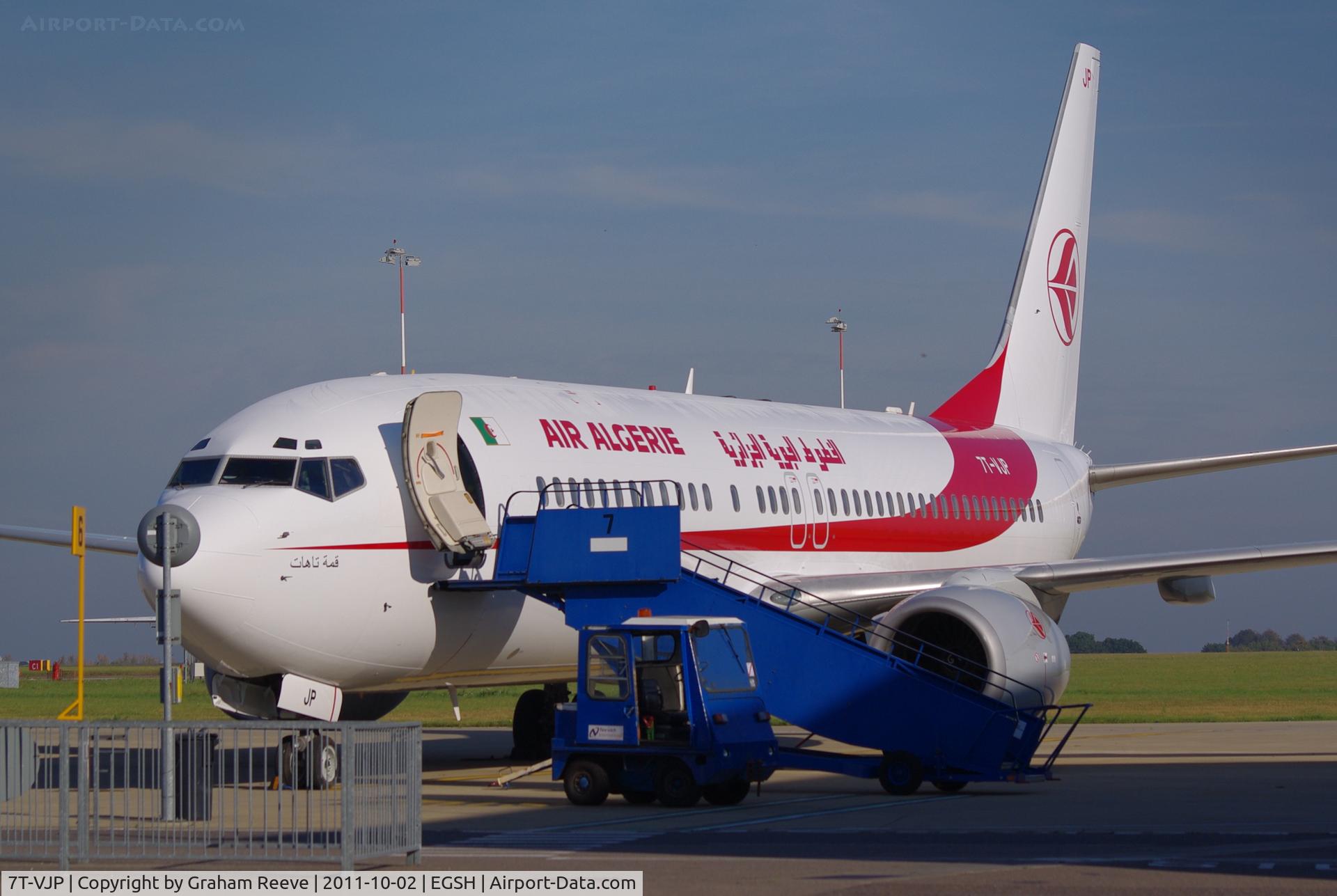 7T-VJP, 2001 Boeing 737-8D6 C/N 30208, Fresh out of the paint shop.