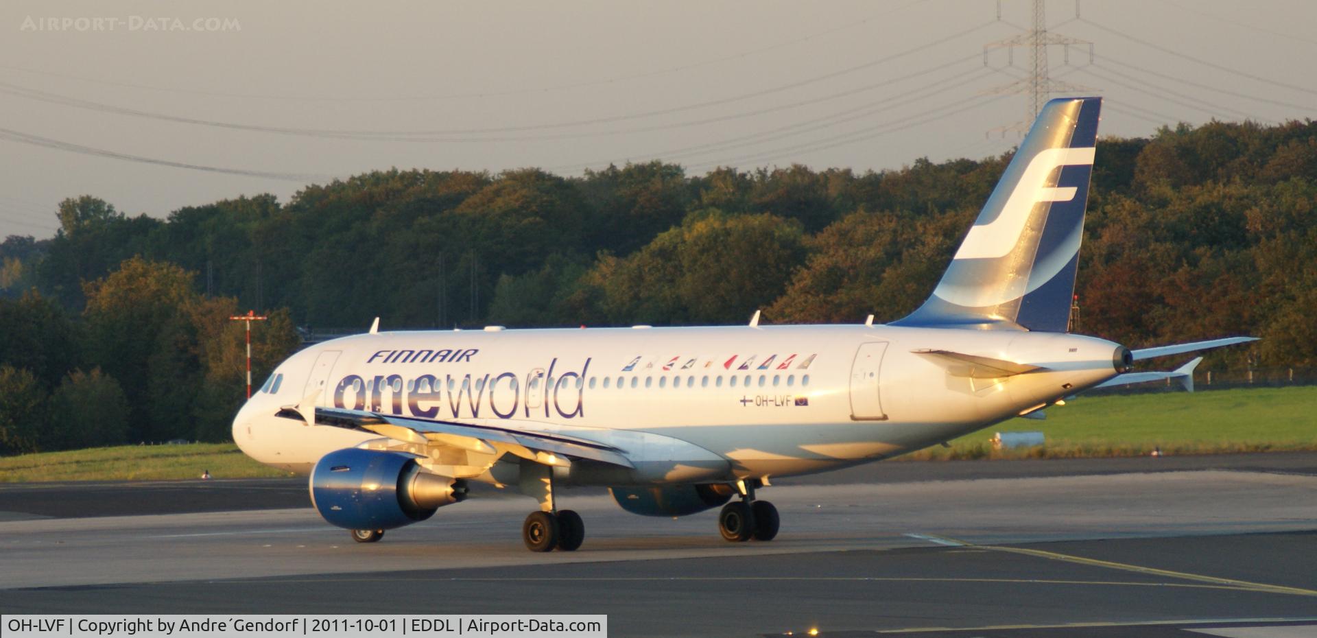 OH-LVF, 2002 Airbus A319-112 C/N 1808, Finnair / One World cs., lining up before departure  in beautiful evening sunlight