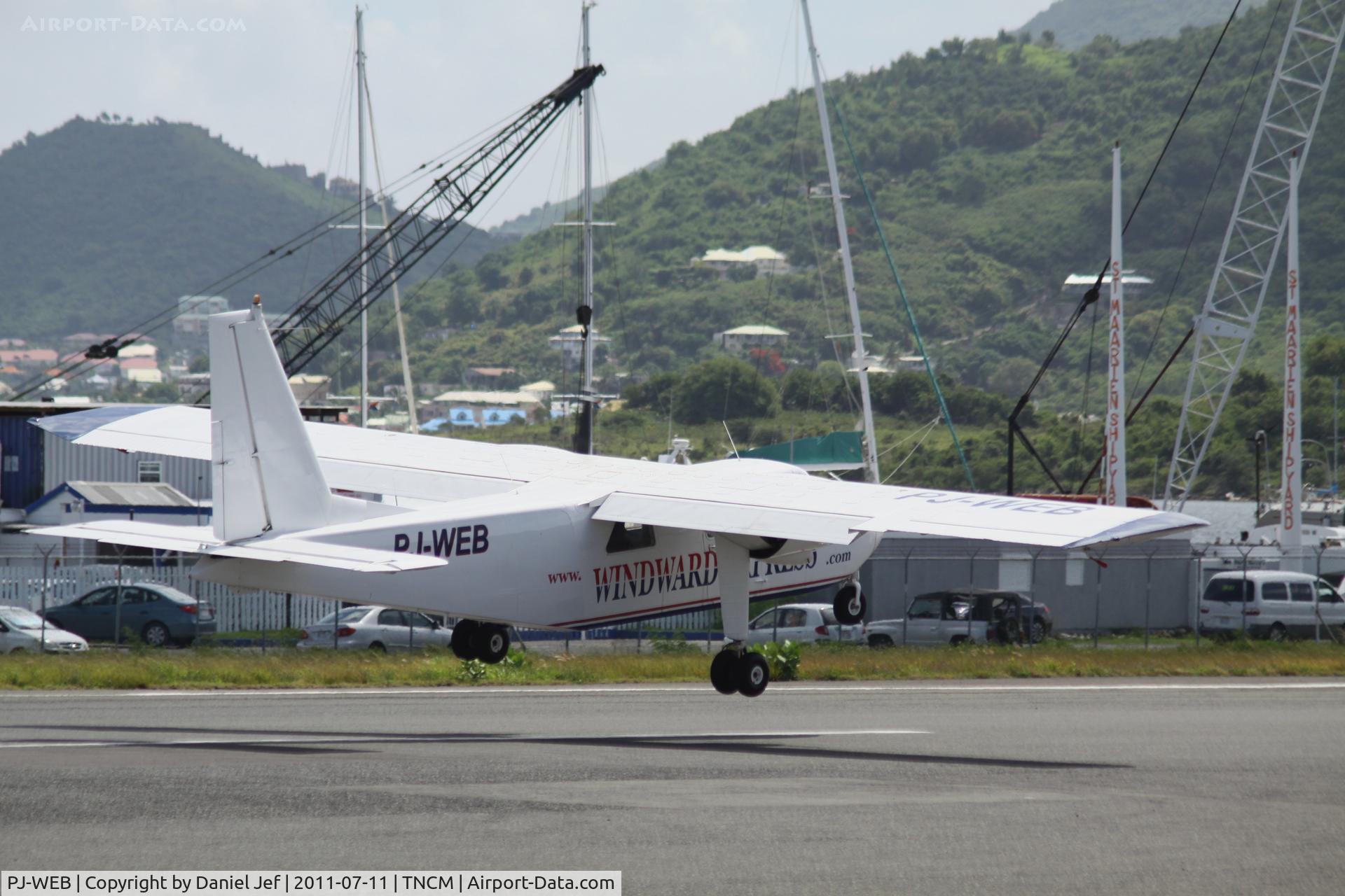 PJ-WEB, 1989 Pilatus Britten-Norman BN-2B-20 Islander C/N 2208, PJ-WEB departing TNCM