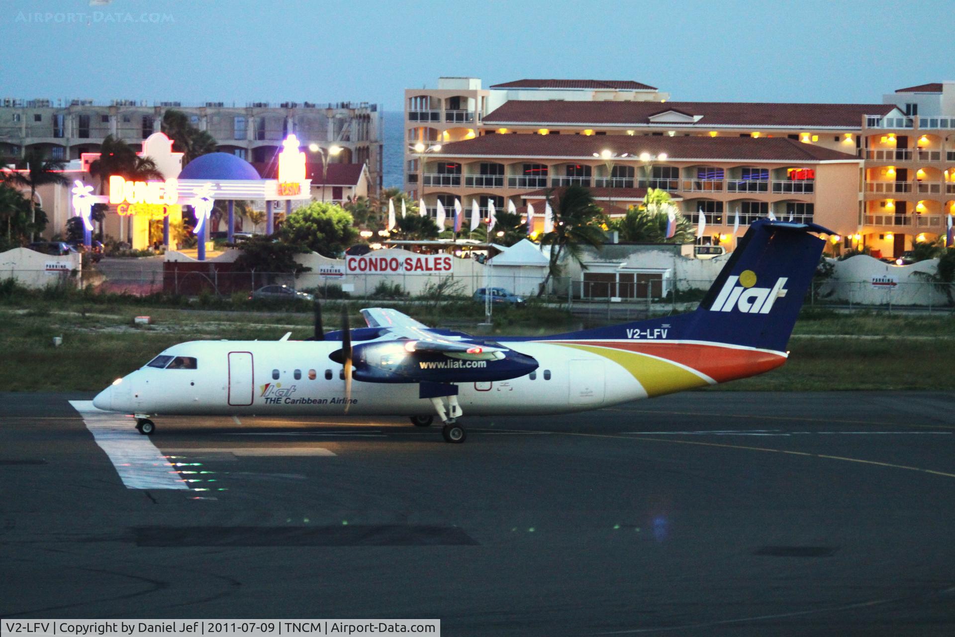 V2-LFV, 1991 De Havilland Canada DHC-8-311 Dash 8 C/N 283, V2-LFV departing TNCM