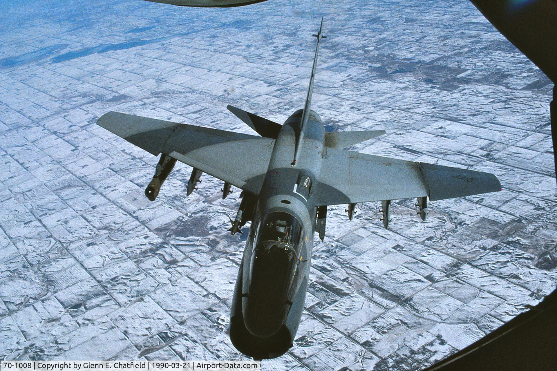 70-1008, 1970 LTV A-7D Corsair II C/N D-154, Refueling over Estherville, IA