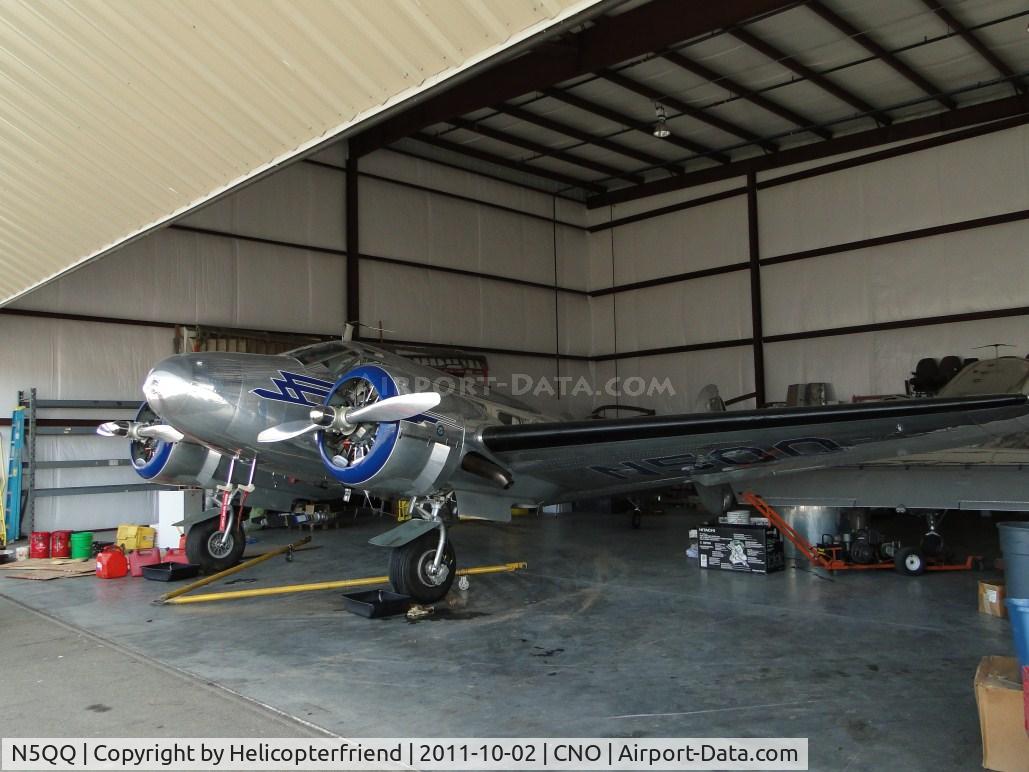 N5QQ, 1946 Beech D18S C/N A-223, Parked in a hanger with her sister