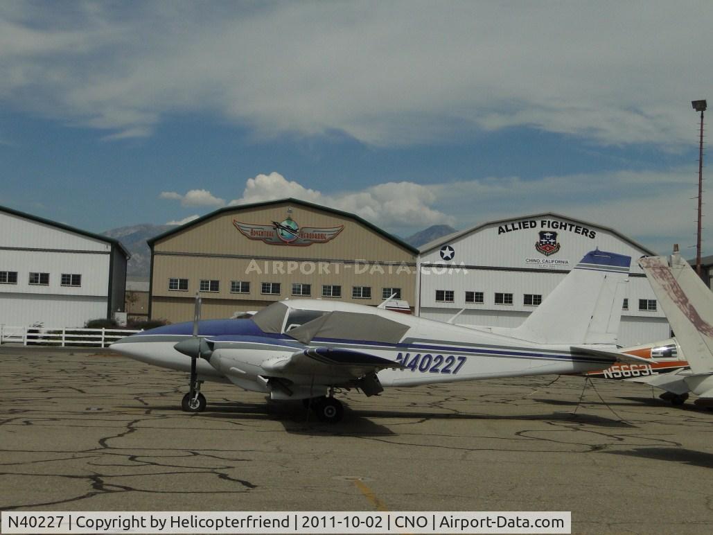 N40227, 1973 Piper PA-23-250 C/N 27-7305026, Parked west of the tower