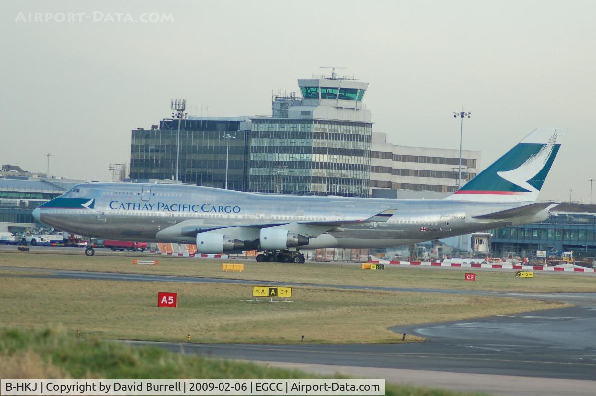 B-HKJ, 1993 Boeing 747-412BCF C/N 27133, Cathay Cacific Cargo Boeing 747 taxiing at Manchester Airport