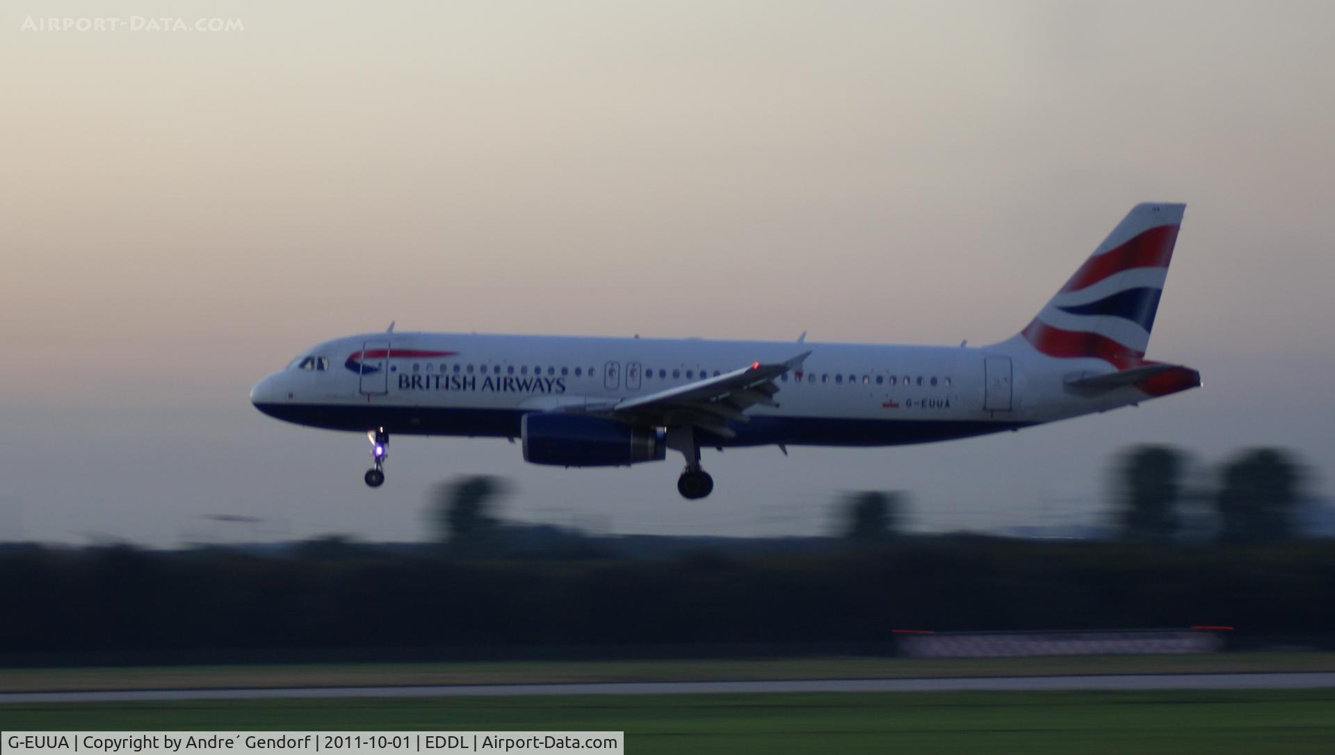 G-EUUA, 2001 Airbus A320-232 C/N 1661, British Airways, landing at Düsseldorf Int´l (EDDL)