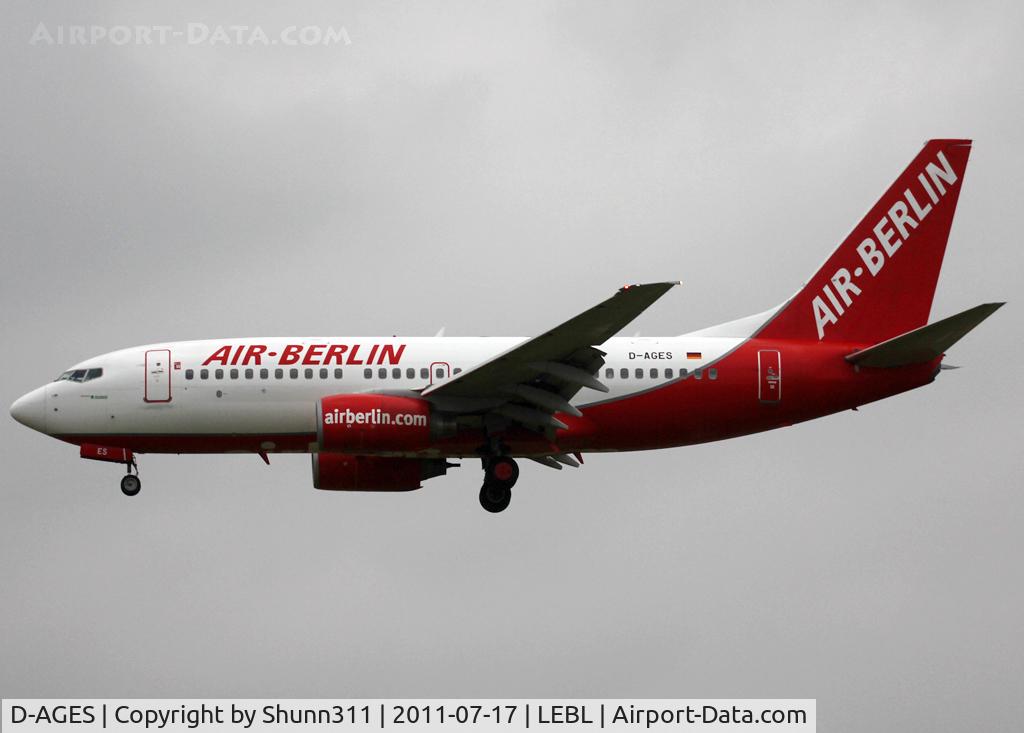 D-AGES, 1998 Boeing 737-75B C/N 28108, Landing rwy 25R