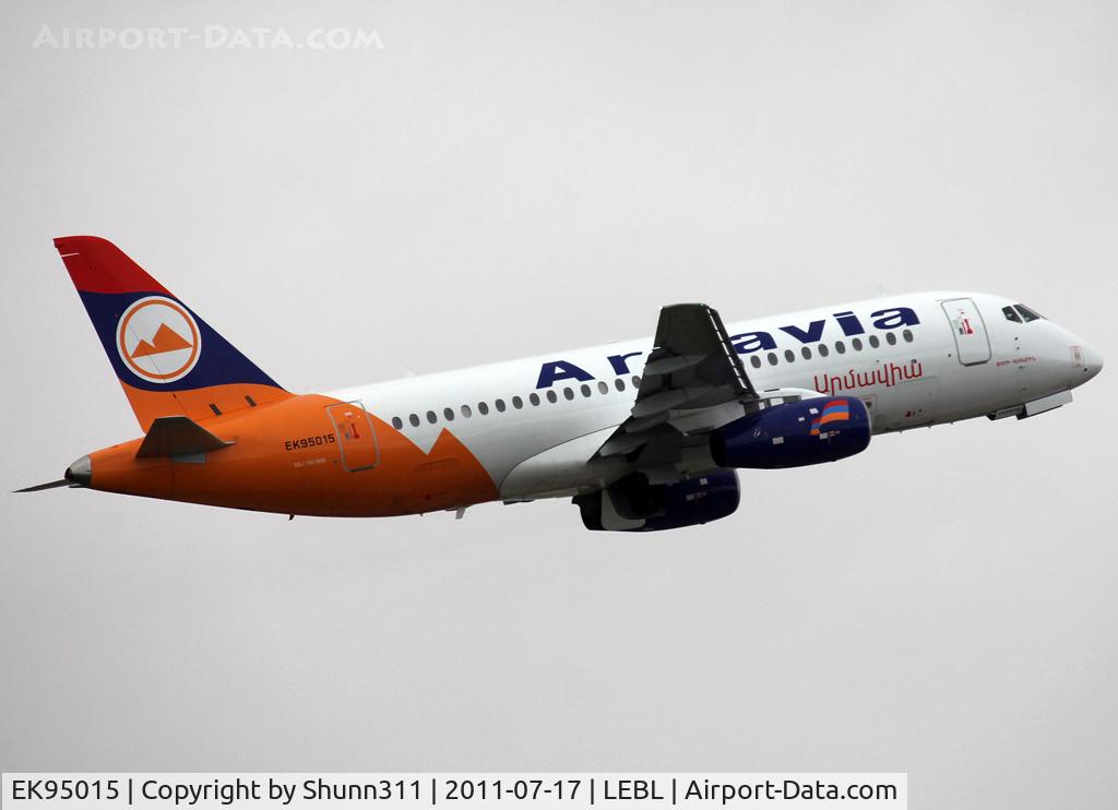 EK95015, 2011 Sukhoi SuperJet 100-95 C/N 95007, Taking off from rwy 07R