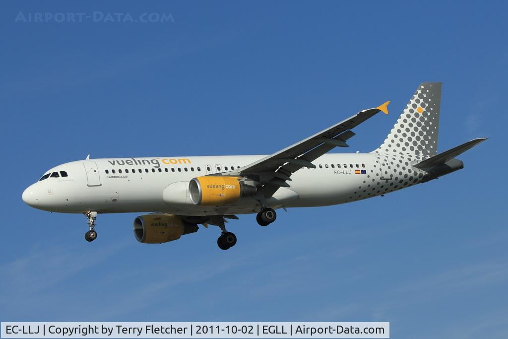 EC-LLJ, 2011 Airbus A320-214 C/N 4661, Vueling Air's 2011 Airbus A320-214, c/n: 4661 about to Land at Heathrow