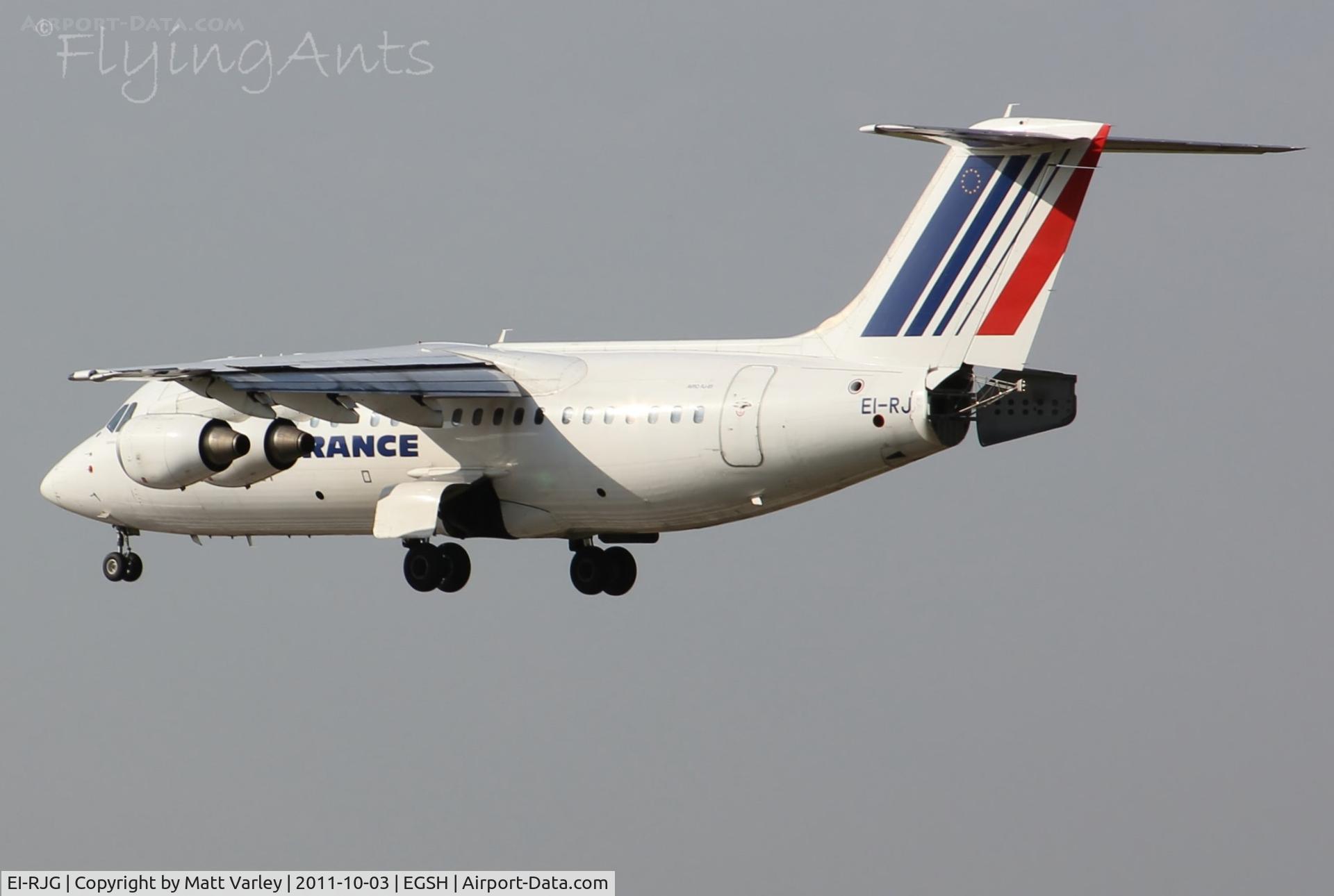 EI-RJG, 1999 British Aerospace Avro 146-RJ85A C/N E2344, Applying air brake on prior to landing at EGSH