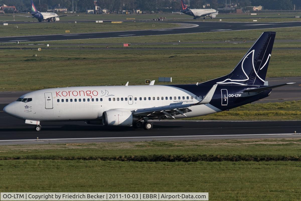 OO-LTM, 1991 Boeing 737-3M8 C/N 25070, decelerating after touchdown