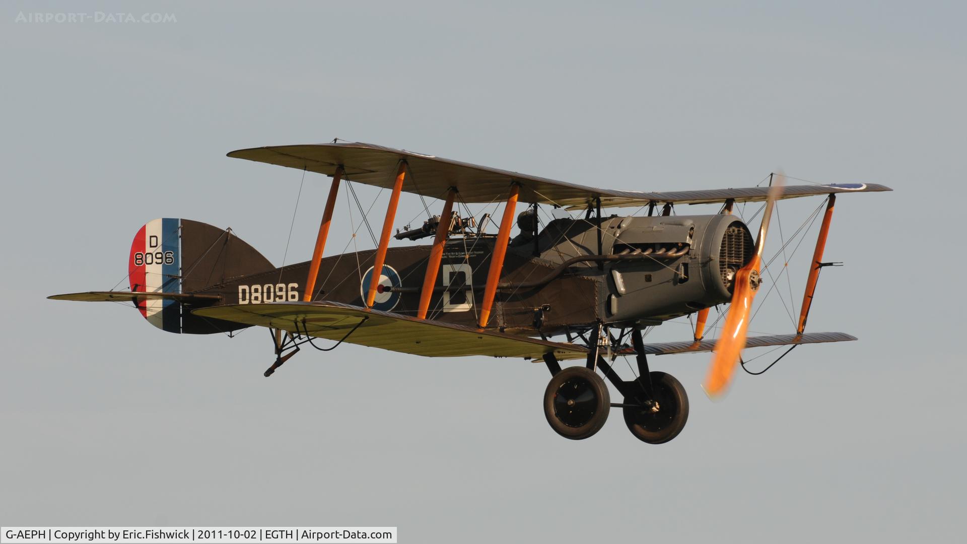 G-AEPH, 1918 Bristol F.2B Fighter C/N 7575, 43. D8096 at Shuttleworth Autumn Air Display, October, 2011