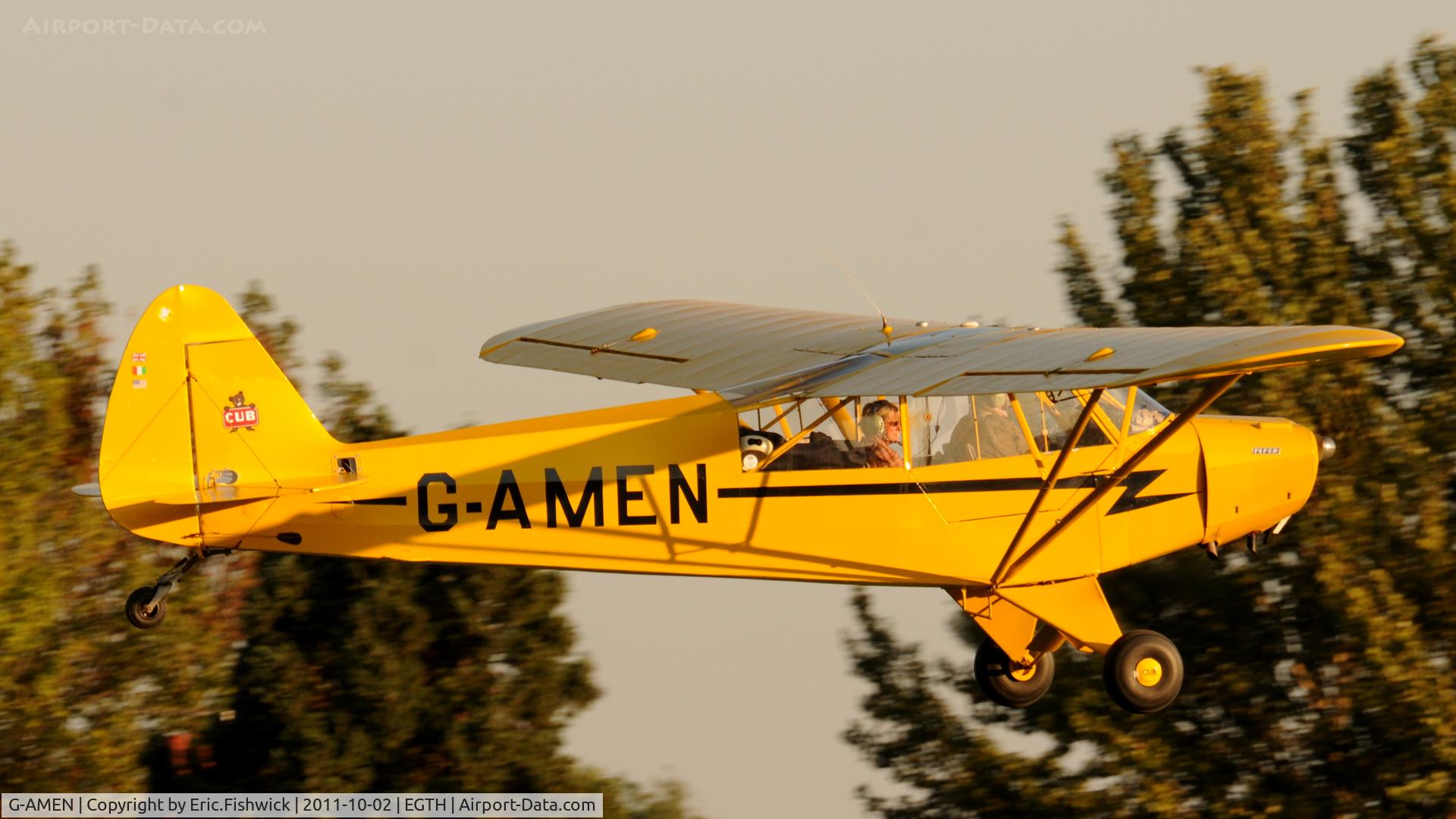 G-AMEN, 1952 Piper L-18C Super Cub C/N 18-1998, 4. G-AMEN departing  Shuttleworth Autumn Air Display, October, 2011
