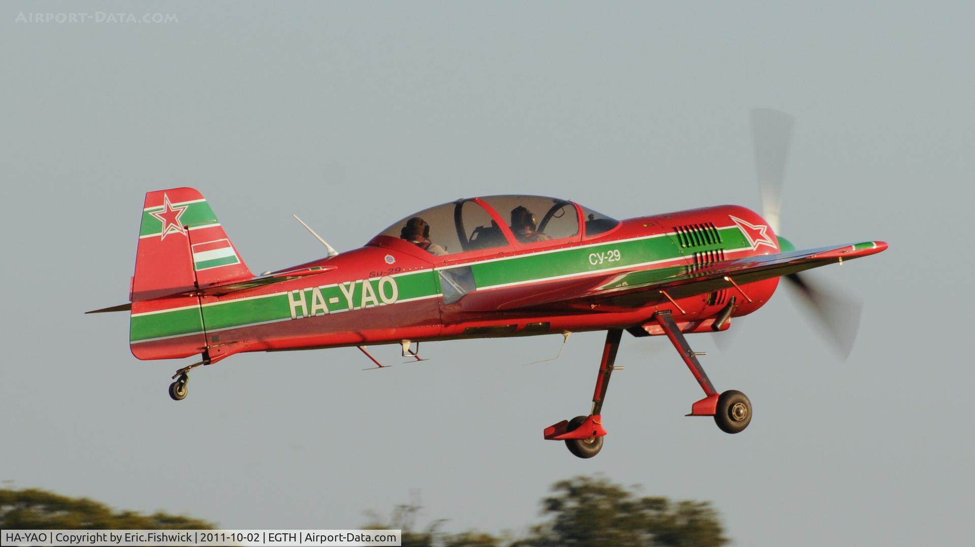 HA-YAO, 1998 Sukhoi Su-29 C/N N0001-01, 4. HA-YAO departing  Shuttleworth Autumn Air Display, October, 2011