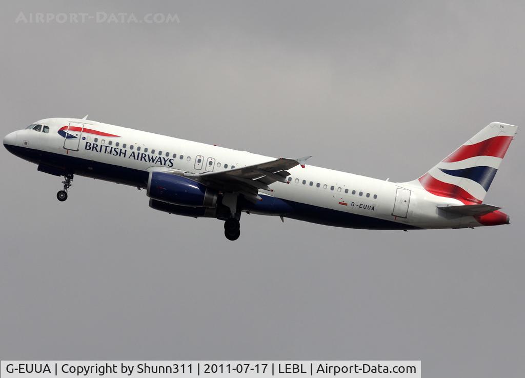 G-EUUA, 2001 Airbus A320-232 C/N 1661, Taking off from 25L