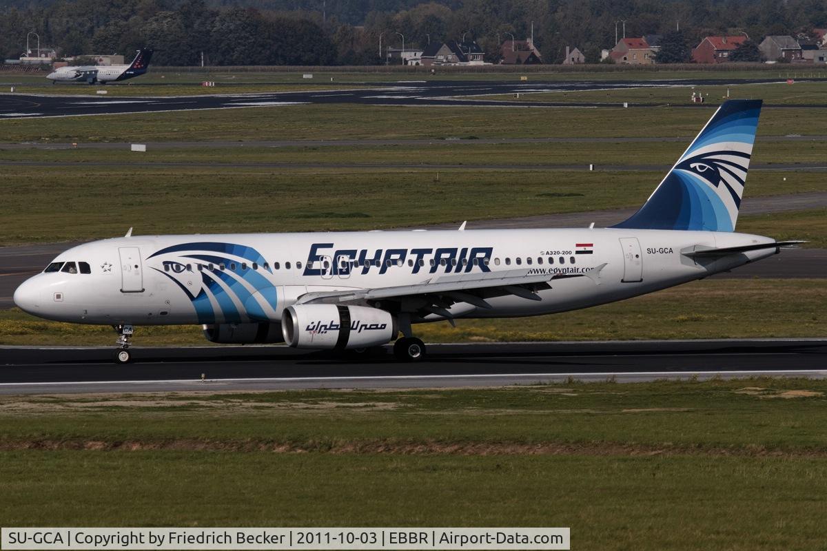 SU-GCA, 2003 Airbus A320-232 C/N 2073, decelerating after touchdown