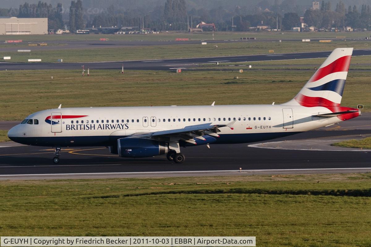 G-EUYH, 2010 Airbus A320-232 C/N 4265, decelerating after touchdown