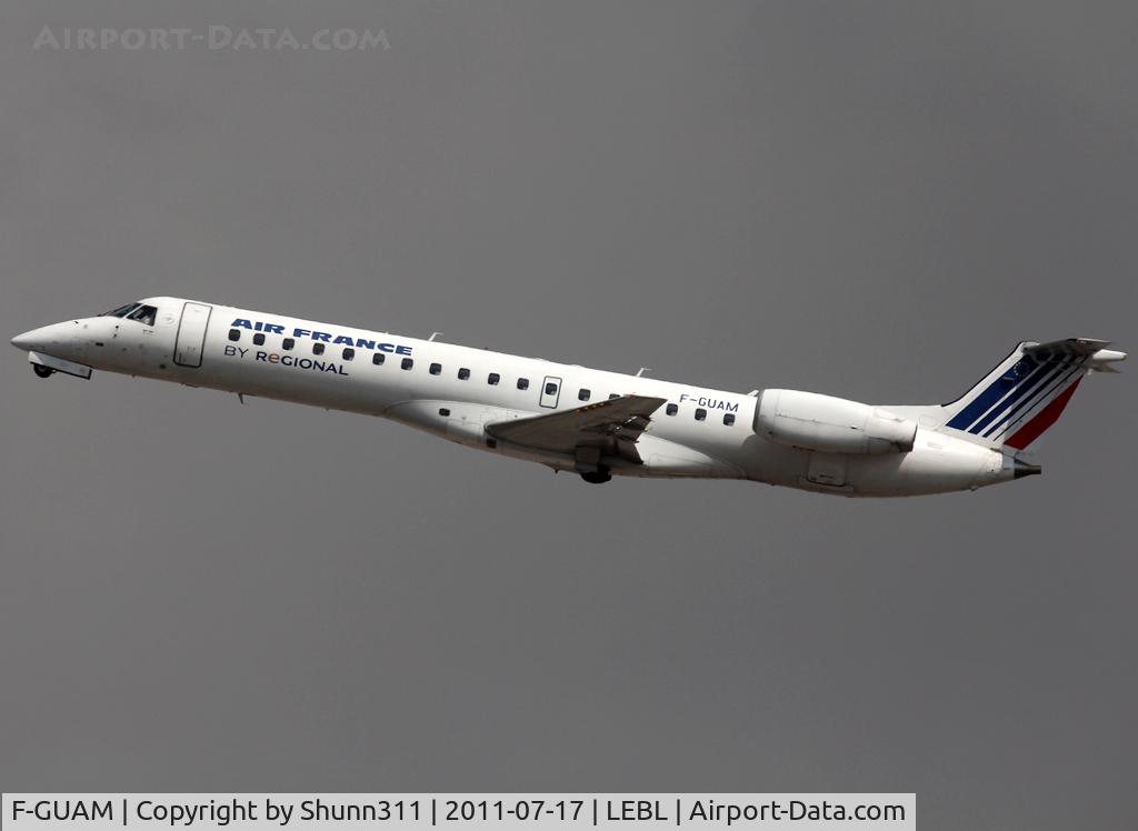 F-GUAM, 2000 Embraer ERJ-145LR (EMB-145LR) C/N 145266, Taking off from rwy 25L