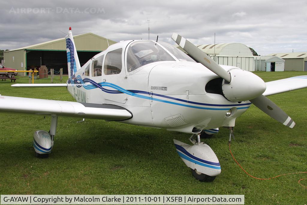 G-AYAW, 1970 Piper PA-28-180 Cherokee C/N 28-5805, Piper PA-28-180 Cherokee at Fishburn Airfield, UK in October 2011.