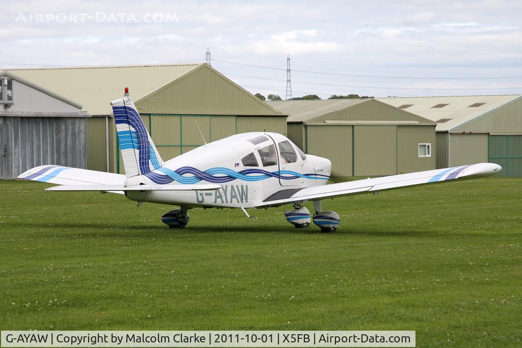 G-AYAW, 1970 Piper PA-28-180 Cherokee C/N 28-5805, Piper PA-28-180 Cherokee at Fishburn Airfield, UK in October 2011.