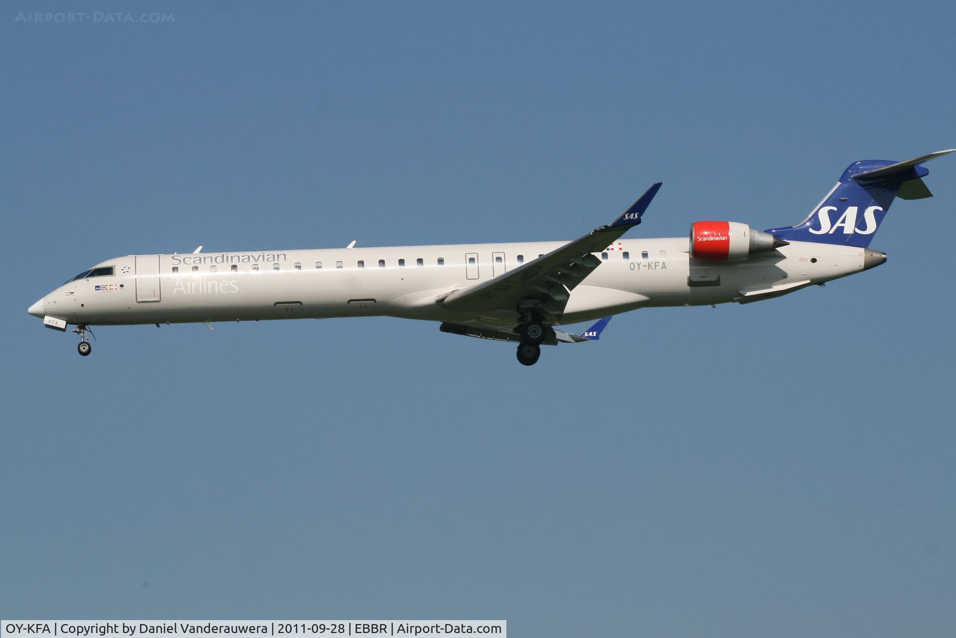 OY-KFA, 2008 Bombardier CRJ-900 (CL-600-2D24) C/N 15206, Arrival of flight SK1591 to RWY 25L