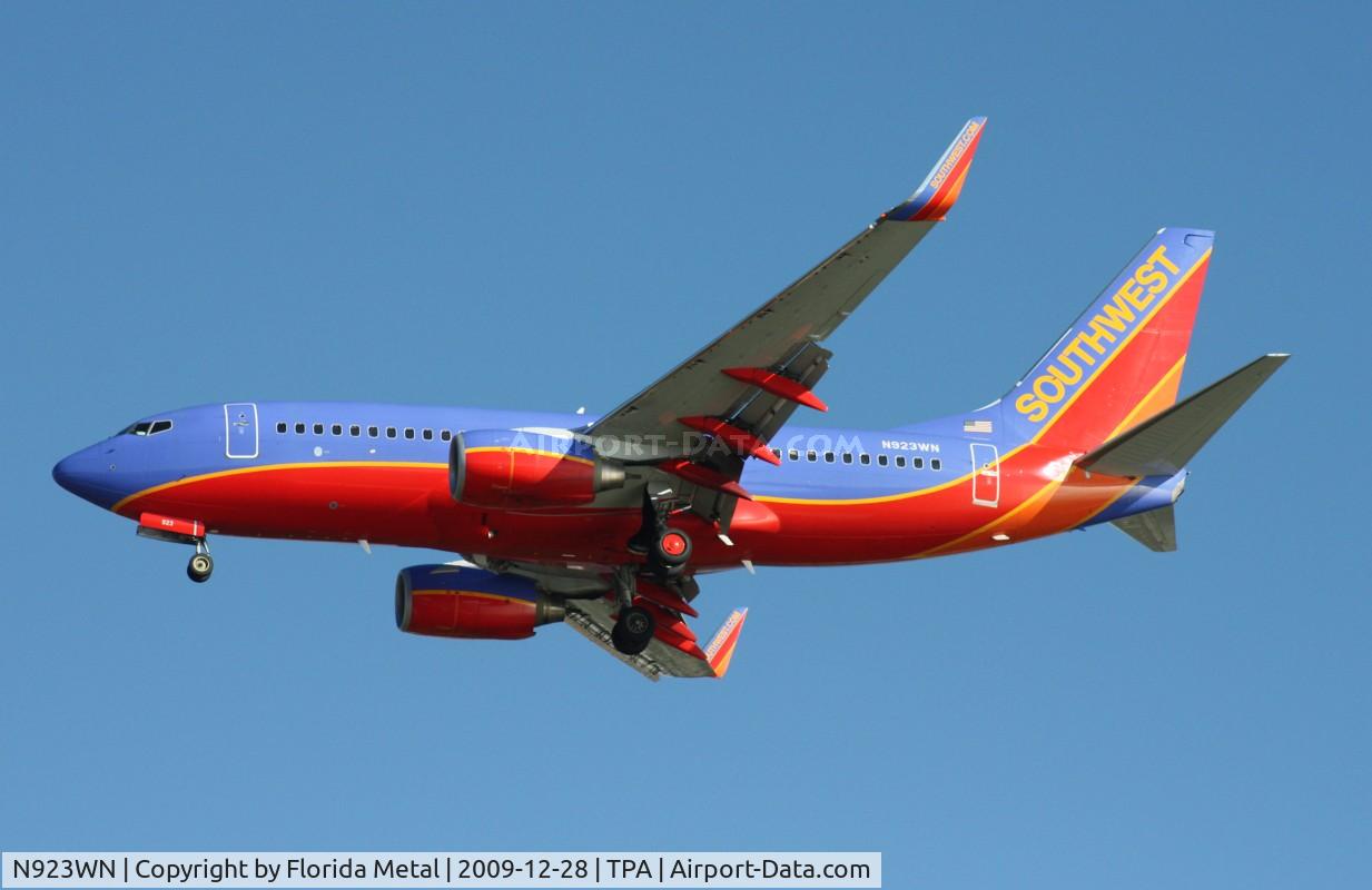N923WN, 2008 Boeing 737-7H4 C/N 36627, Southwest 737