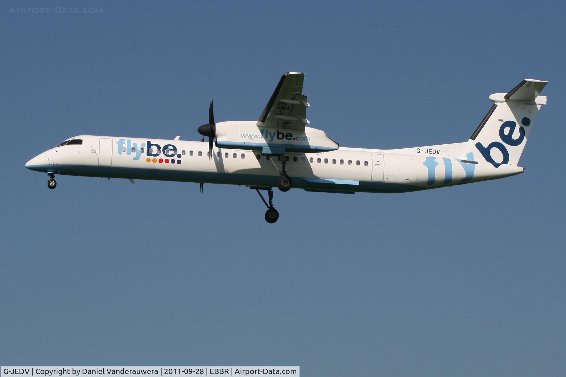 G-JEDV, 2004 De Havilland Canada DHC-8-402Q Dash 8 C/N 4090, Arrival of flight BE1845 to RWY 25L
