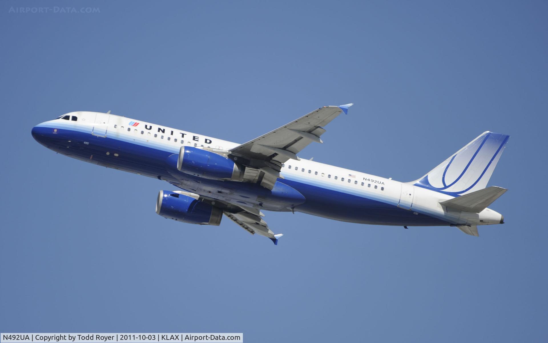N492UA, 2002 Airbus A320-232 C/N 1755, Departing LAX