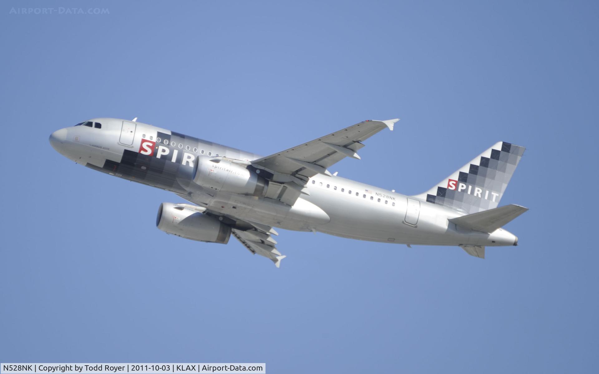N528NK, 2007 Airbus A319-132 C/N 2983, Departing LAX