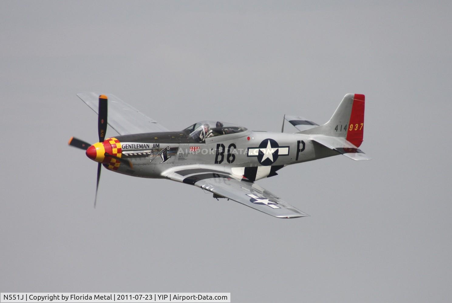 N551J, 1957 North American P-51D Mustang C/N 44-74230, Jimmy Leeward flying Gentleman Jim, a P-51 owned by NASCAR team owner Jack Roush.