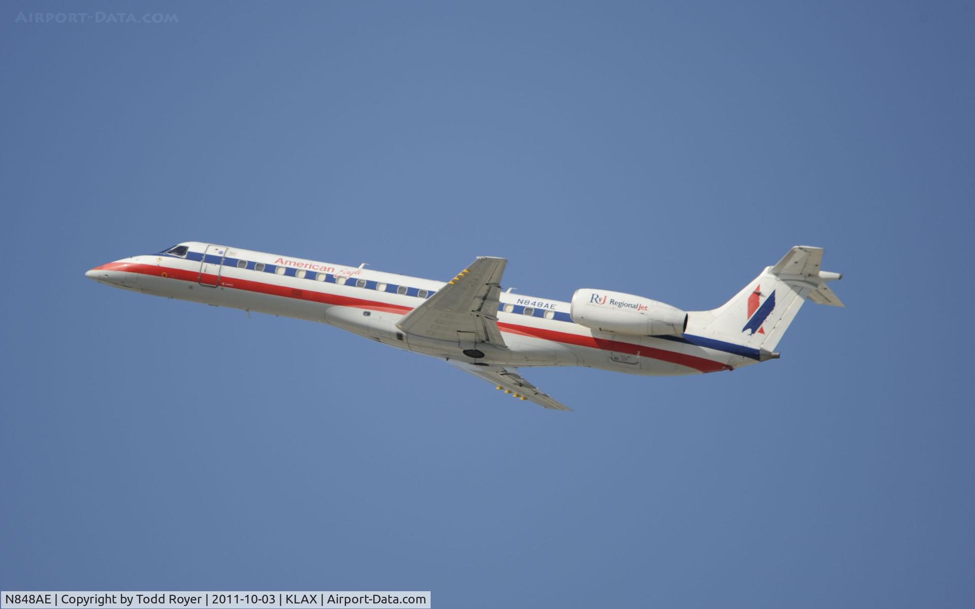 N848AE, 2003 Embraer ERJ-140LR (EMB-135KL) C/N 145710, Departing LAX