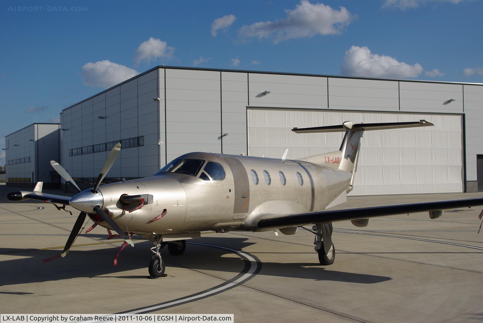 LX-LAB, 2003 Pilatus PC-12/45 C/N 531, Parked at Norwich.