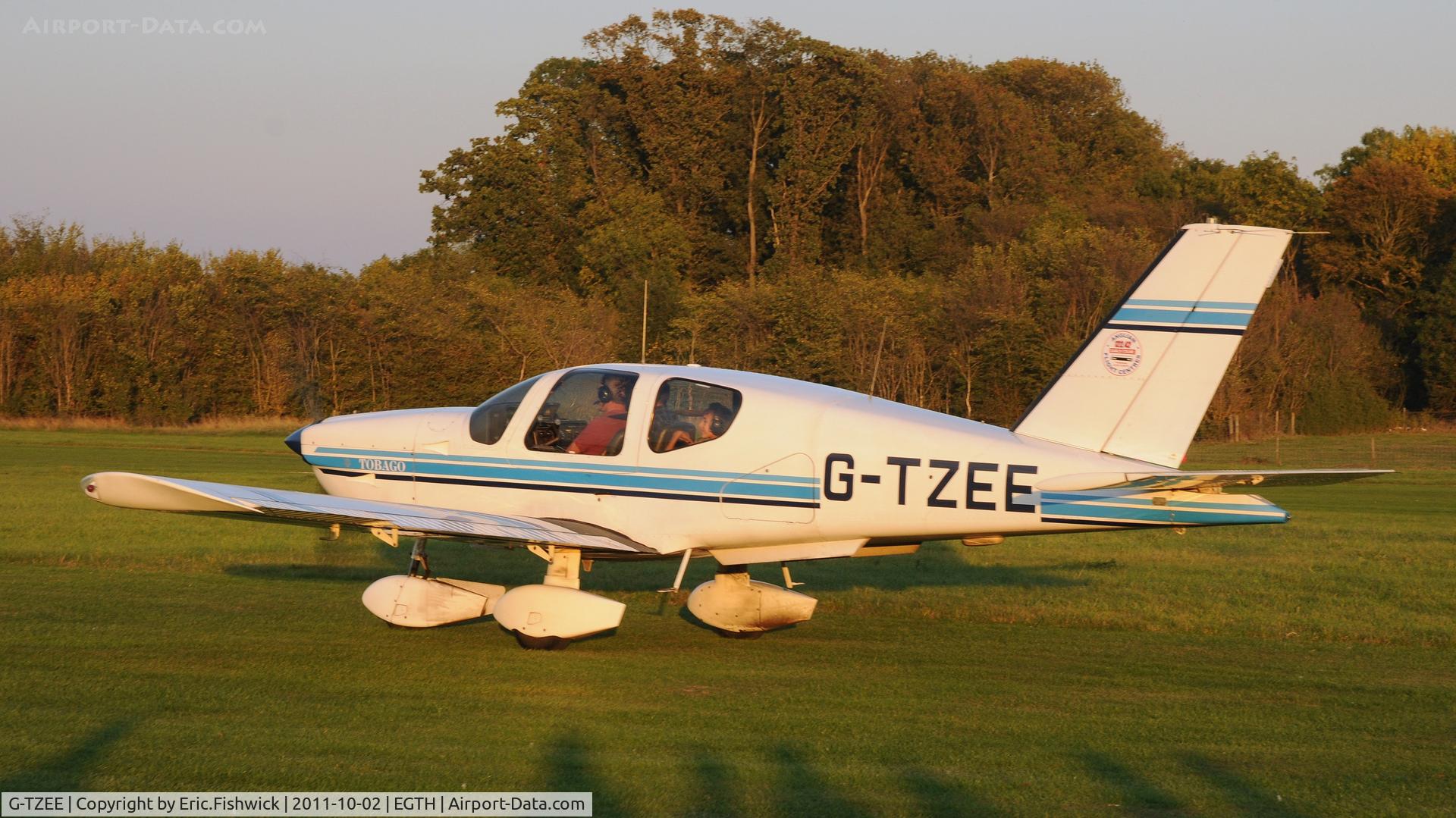 G-TZEE, 1987 Socata TB-10 Tobago C/N 727, 1. G-TZEE departing Shuttleworth Autumn Air Display, October, 2011