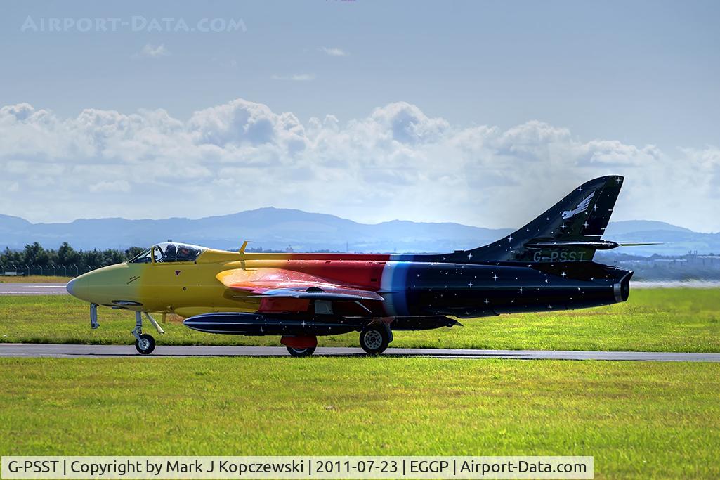 G-PSST, 1959 Hawker Hunter F.58A C/N HABL-003115, On taxiway A1 en route to runway 27.