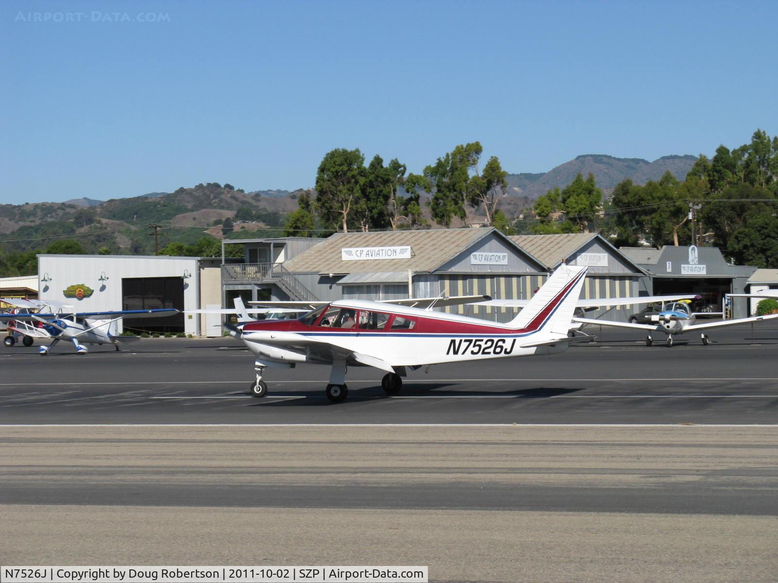 N7526J, 1968 Piper PA-28R-180 Cherokee Arrow C/N 28R-30897, 1968 Piper PA-28R-180 ARROW, Lycoming IO-360-B1E 180 Hp, landing roll Rwy 22