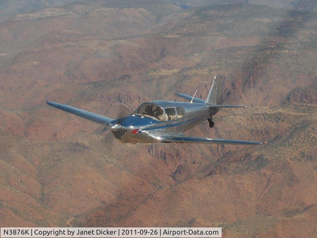 N3876K, 1948 Temco GC-1B Swift C/N 3576, Returning to Glendale from Payson, AZ.  Photo ship N3731K another 210 Swift.