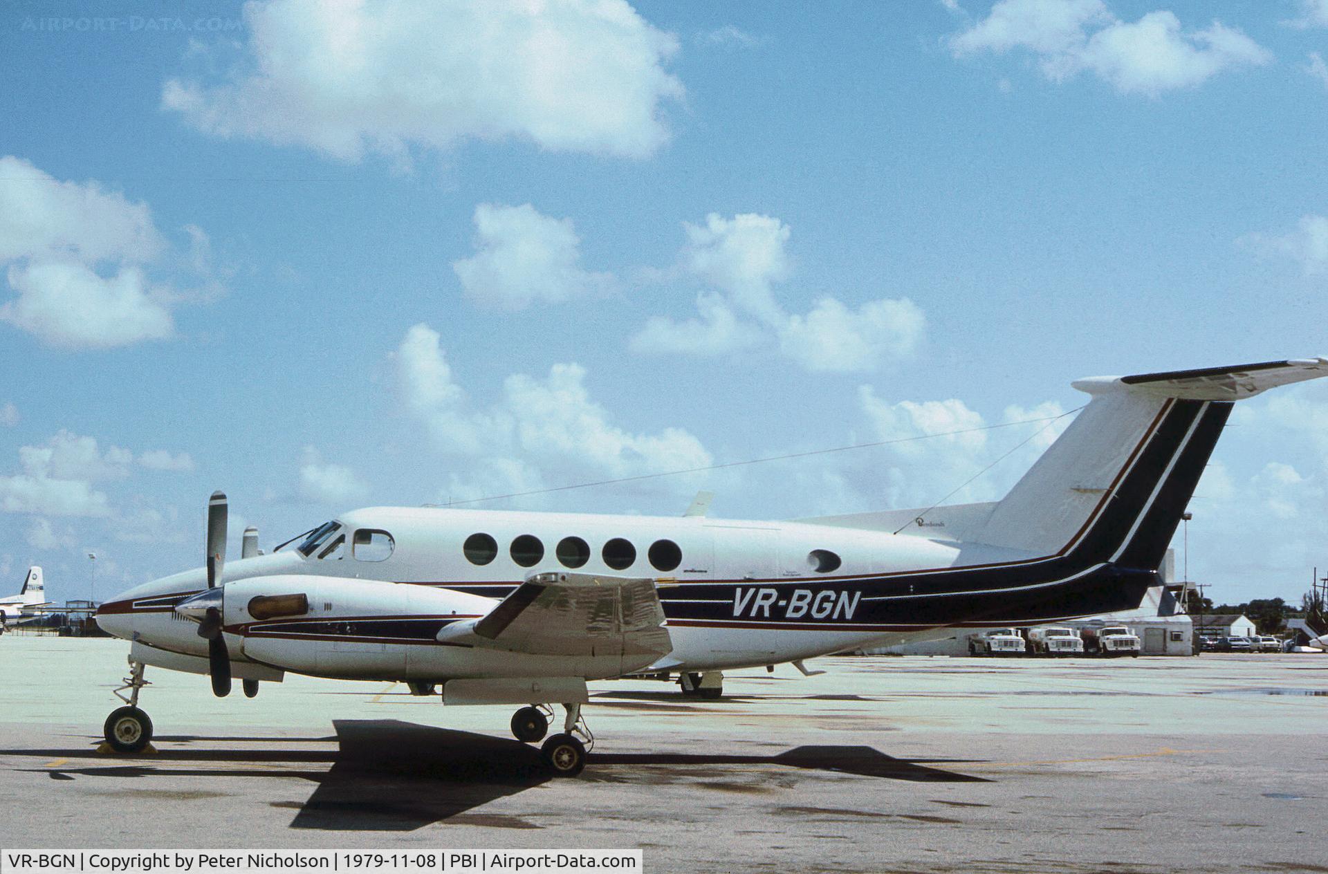VR-BGN, 1978 Beech 200 C/N BB-338, Beech Super King Air 200 seen at Palm Beach in November 1979.