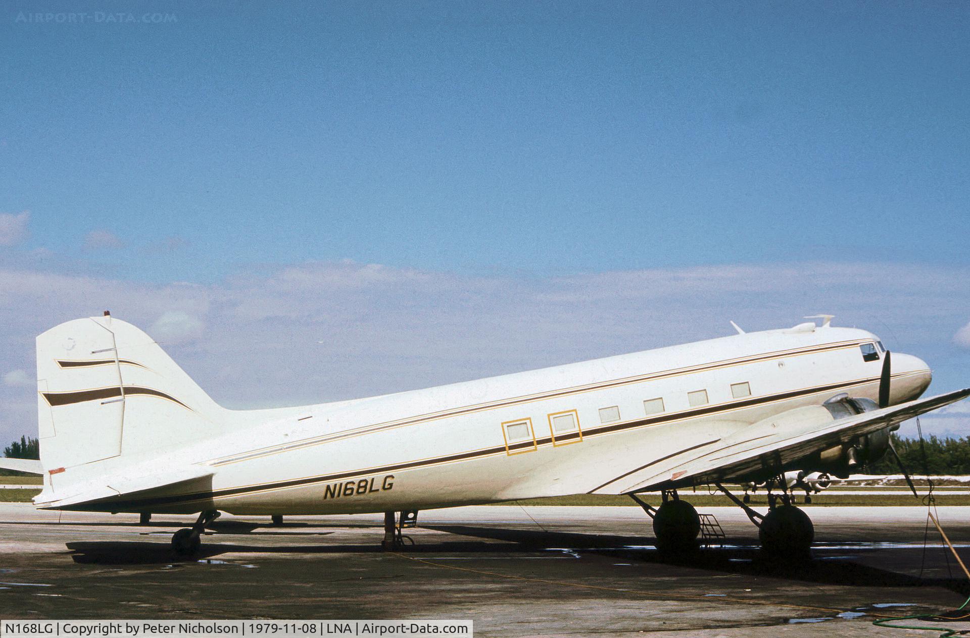 N168LG, 1941 Douglas DC-3 C/N 4089, DC-3 of Florida Airmotive seen at Palm Beach County Park in November 1979.